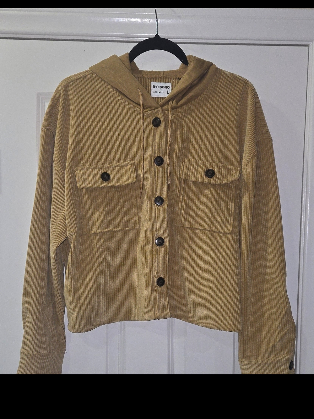 Ci Sono Camel Corduroy Button Hoodie Jacket